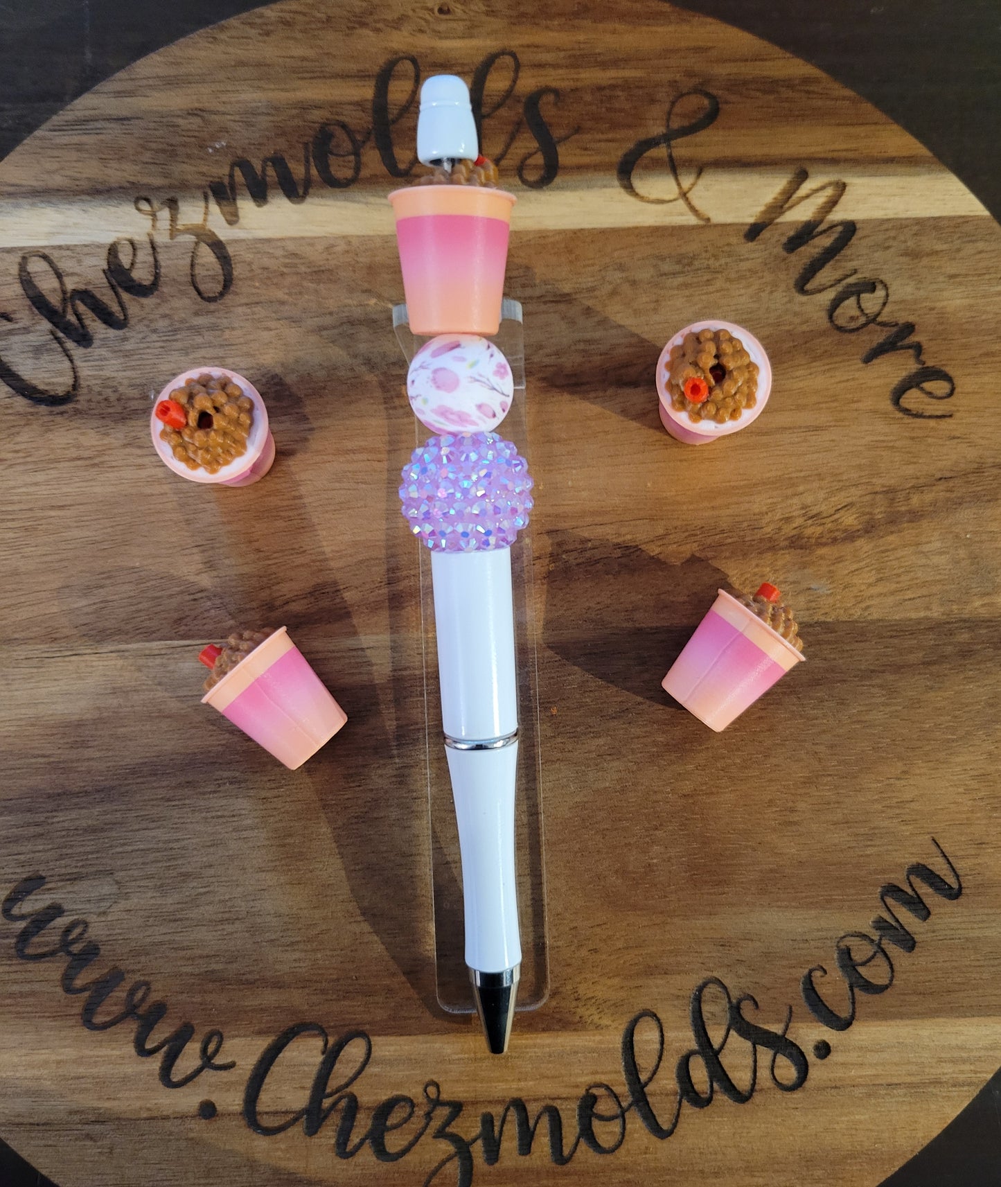 CE 3d printed focal Bead- pink boba