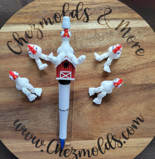 CE 3d printed focal Bead- hei-chicken Kicker ( flexy feet )