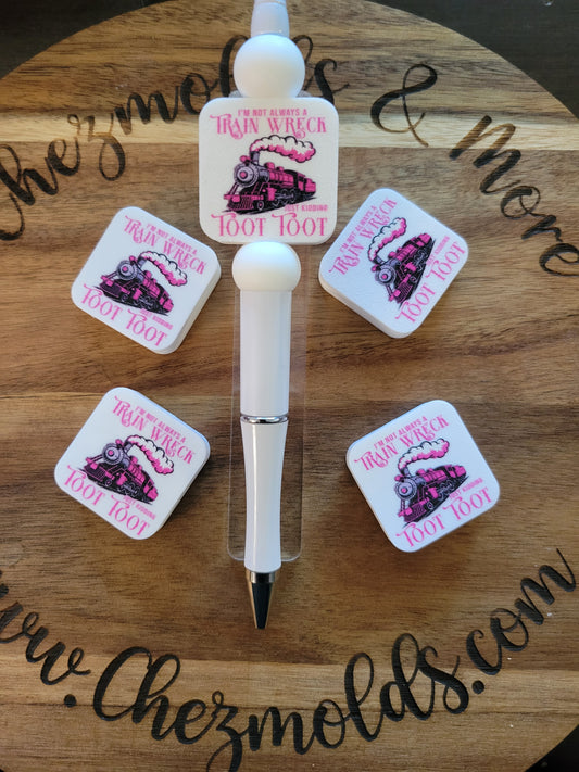 CE 3d printed focal Bead-Im not always a train wreck- JK