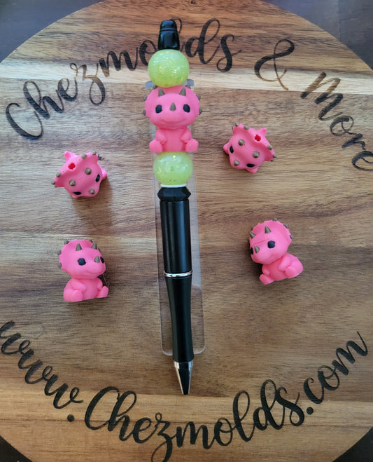 CE 3d printed focal Bead-cutie pink tricera