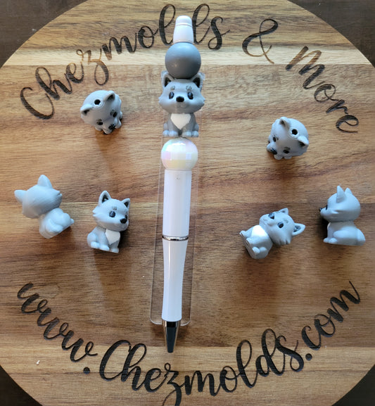 CE 3d printed focal Bead -Cutie wolf