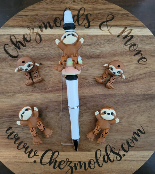 CE 3d printed focal Bead- baby Sloth kicker ( flexy feet )