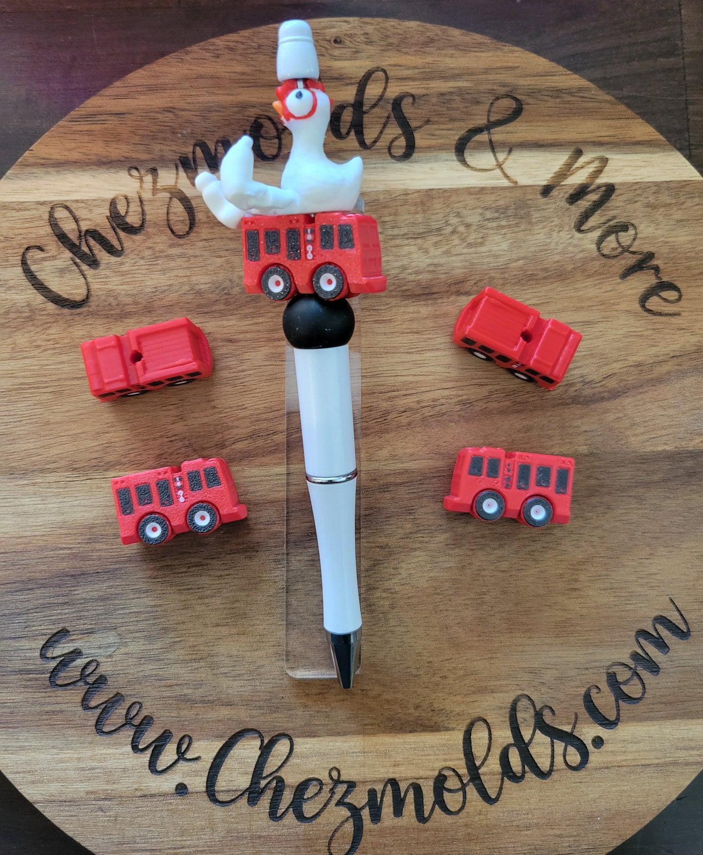 CE 3d printed focal Bead-Firetruck