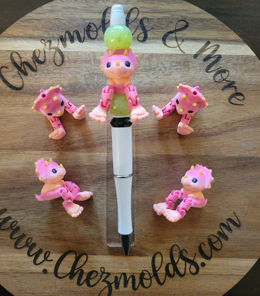 CE 3d printed focal Bead- baby tricera kicker ( flexy feet )