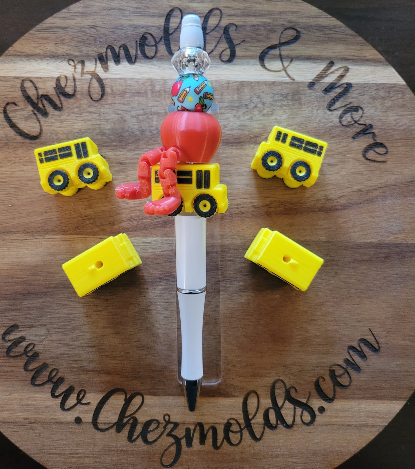 CE 3d printed focal Bead-yellow Bus