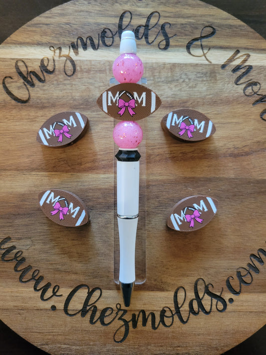 CE 3d printed focal Bead-Football shaped mom with bow