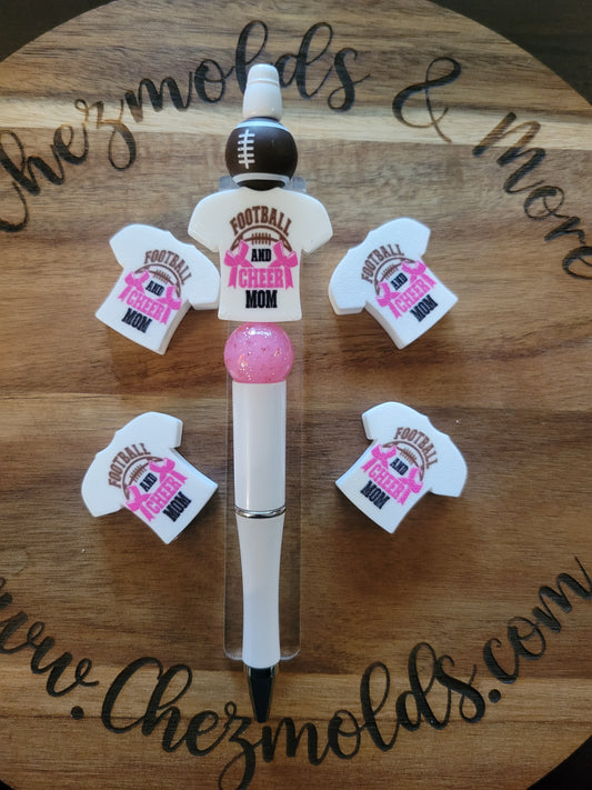 CE 3d printed focal Bead-Football and cheer mom jersey