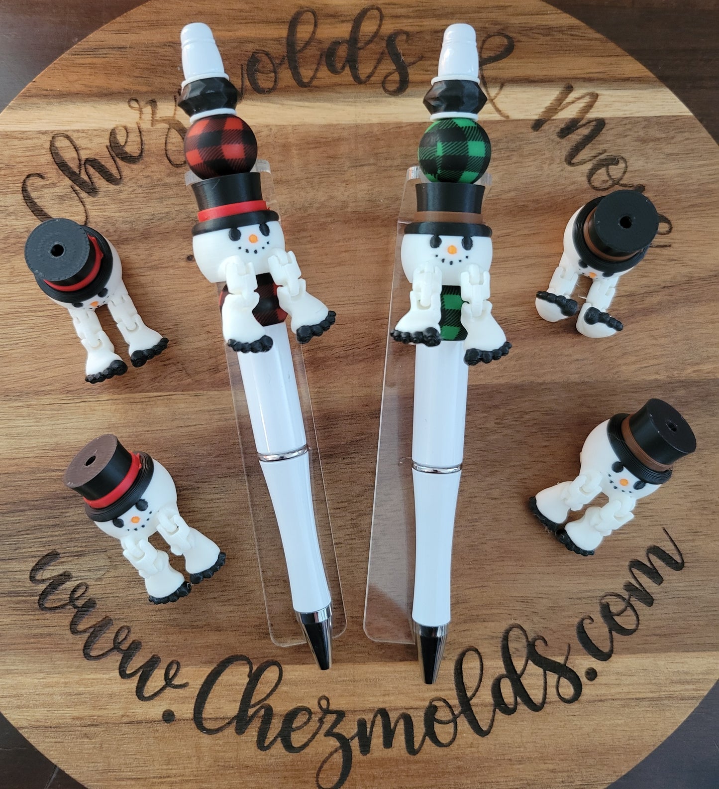 CE 3d printed focal Bead- Snowball with hat kicker ( flexy feet )