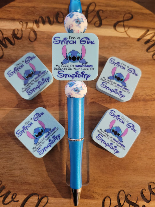 CE 3d printed focal Bead- S girl- level of sarcasm