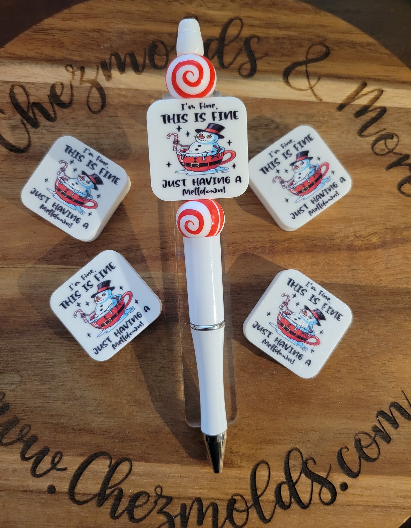 CE 3d printed focal Bead-snowman meltdown