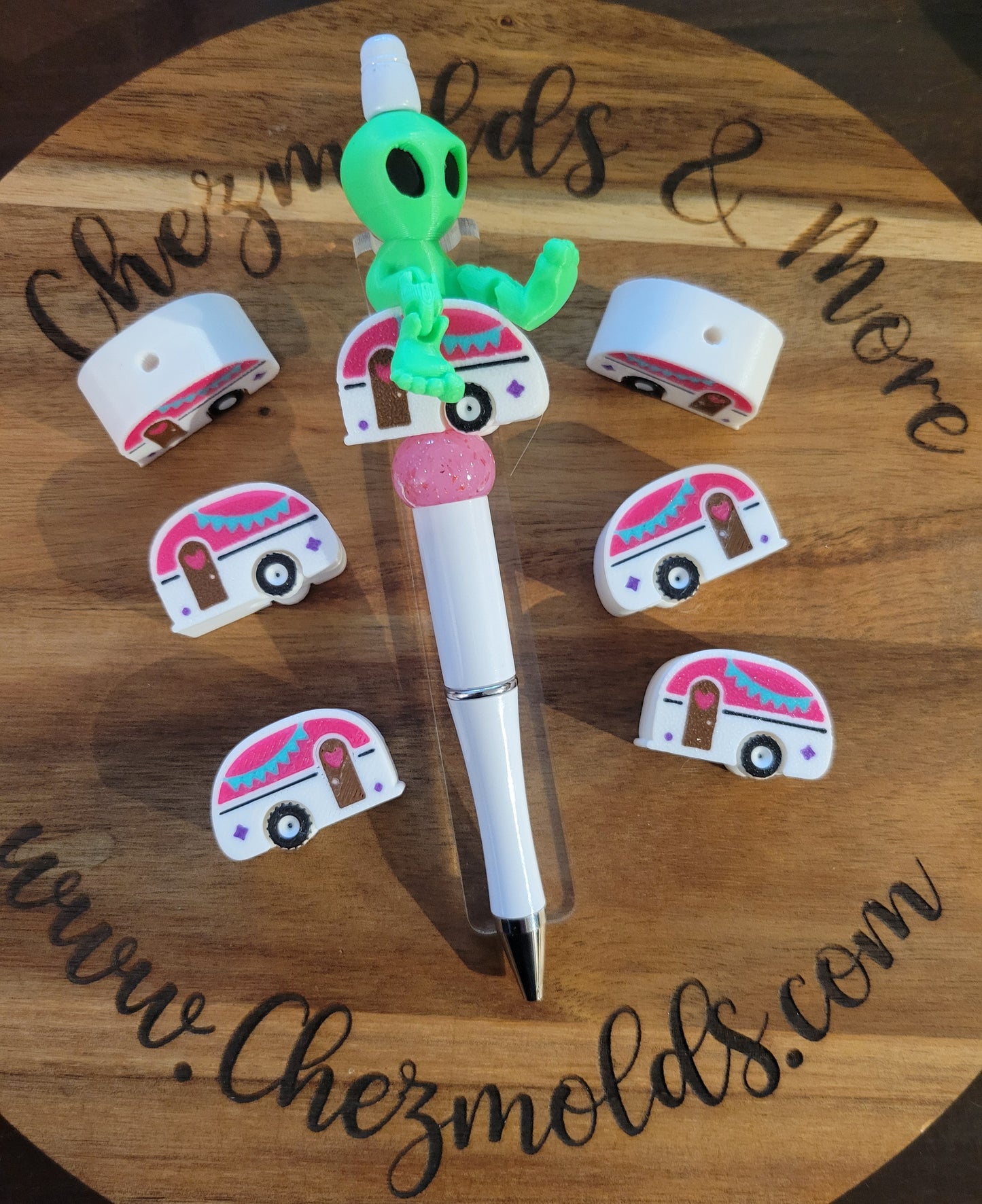 CE 3d printed focal Bead-pink 3d camper