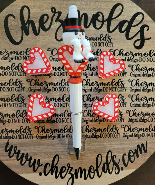 CE 3d printed focal Bead-Candy cane love