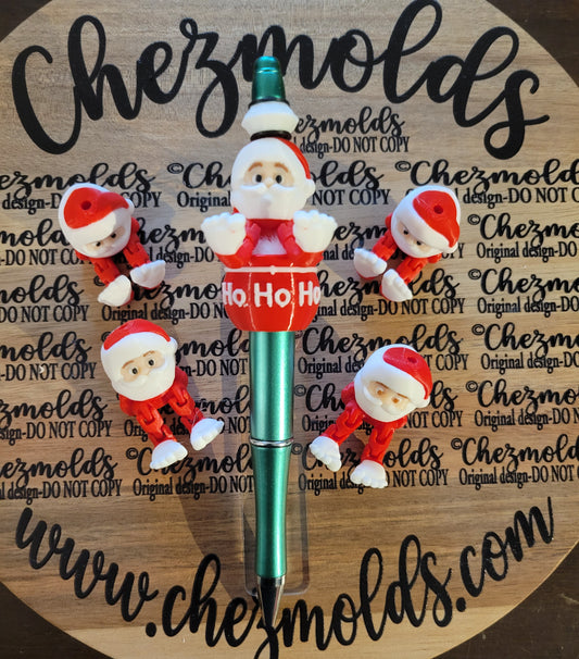 CE 3d printed focal Bead- Santa kicker ( flexy feet )SOLD OUT- RESTOCK NEXT YEAR!