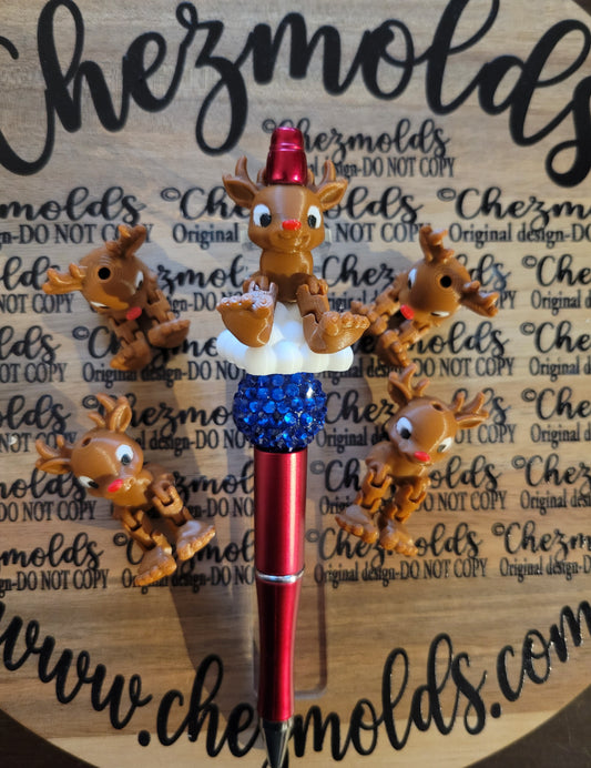 CE 3d printed focal Bead- Rudolph kicker ( flexy feet )SOLD OUT RESTOCK NEXT YEAR!