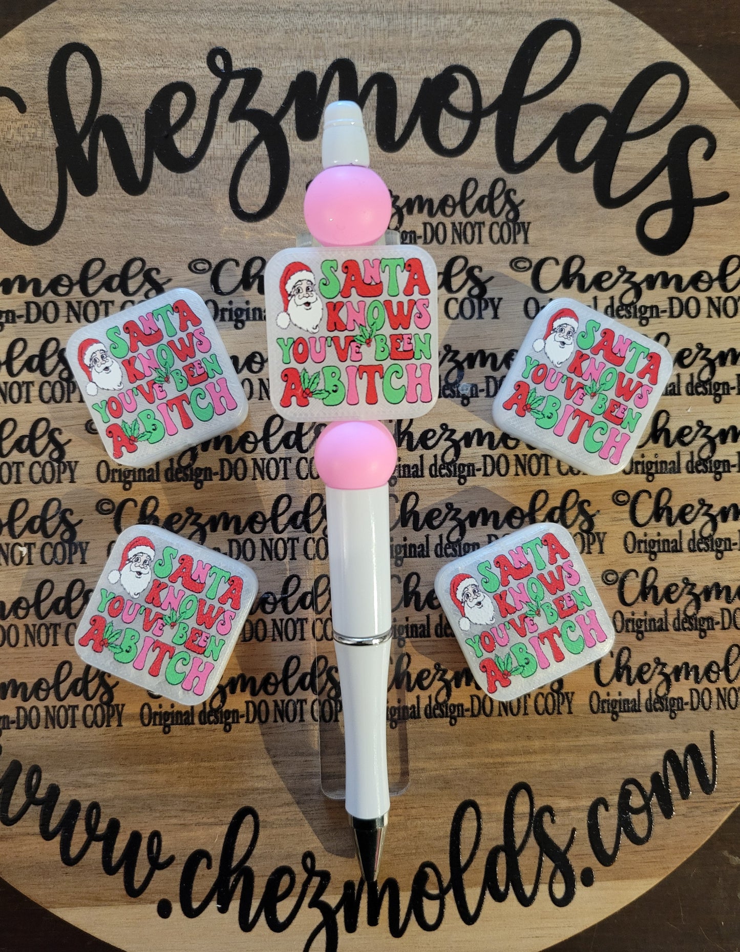 CE 3d printed focal Bead-Santa knows you've been a B