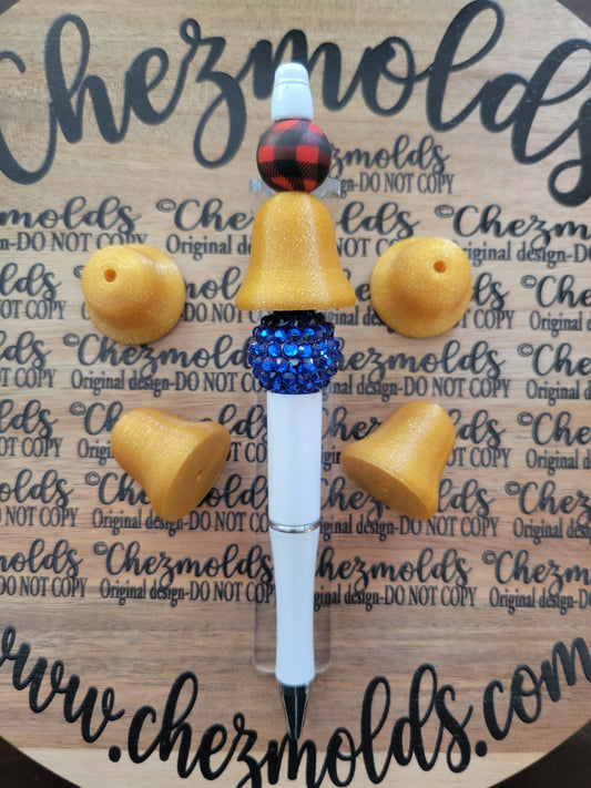 CE 3d printed focal Bead-Sparkle gold bell shaker