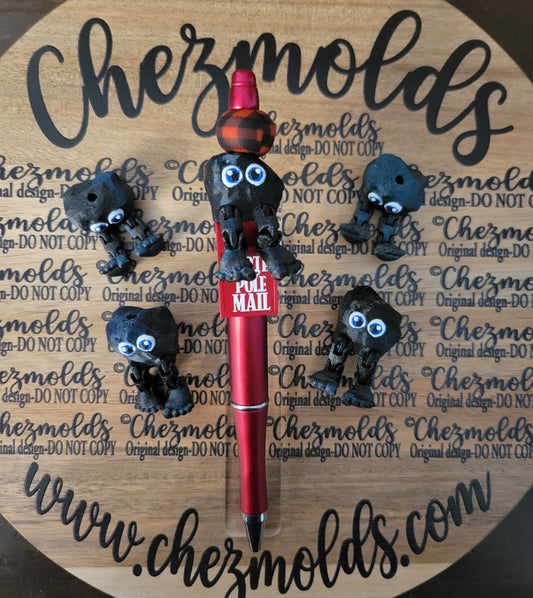 CE 3d printed focal Bead- Cutie Lump o Coal kicker ( flexy feet )