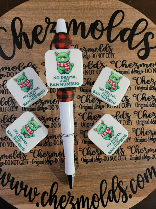 CE 3d printed focal Bead- Drama llama bahhumbug