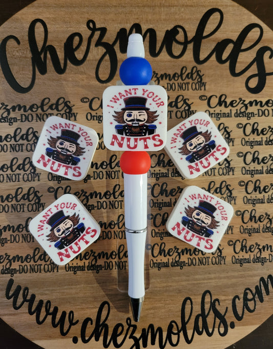 CE 3d printed focal Bead-I want your nuts