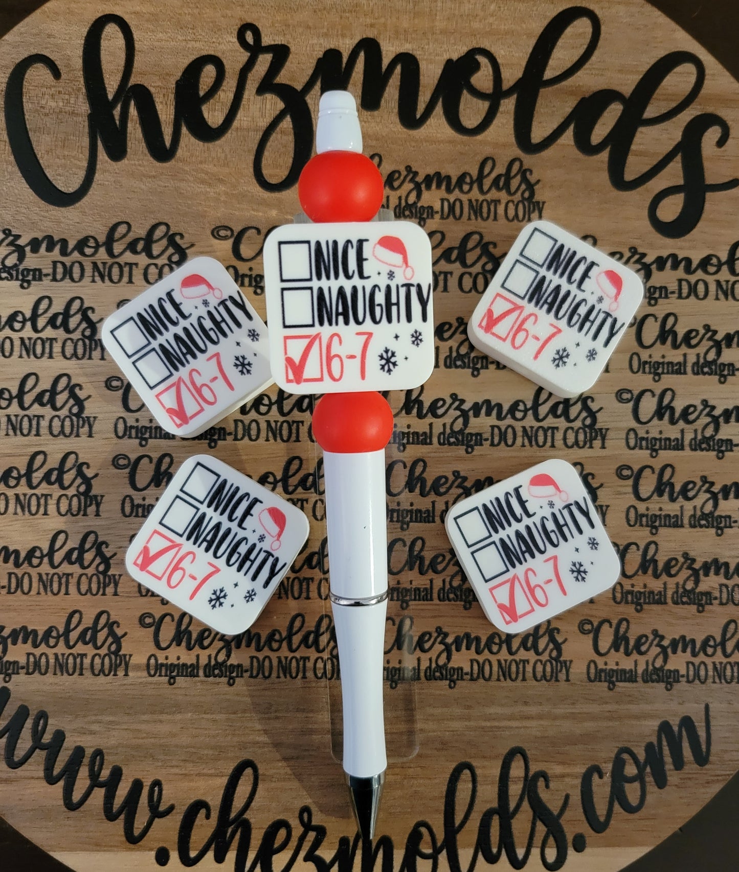 CE 3d printed focal Bead-nice/naughty/67