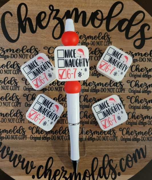 CE 3d printed focal Bead-nice/naughty/67