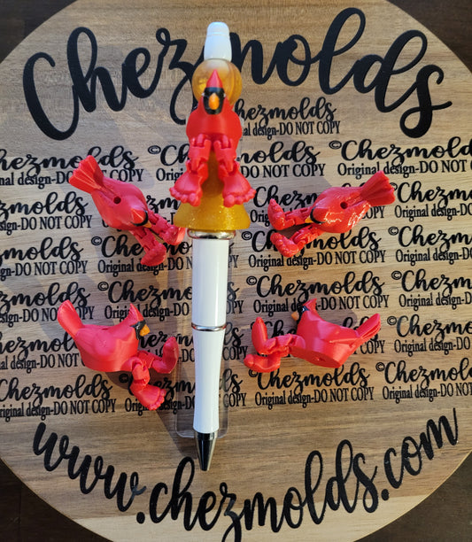 CE 3d printed focal Bead- Cardinal Kicker ( flexy feet )