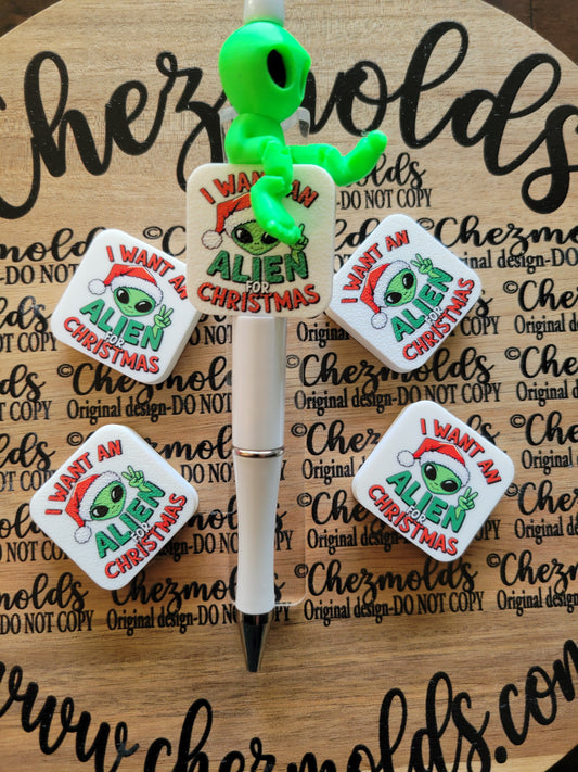 CE 3d printed focal Bead-I want an alien for christmas