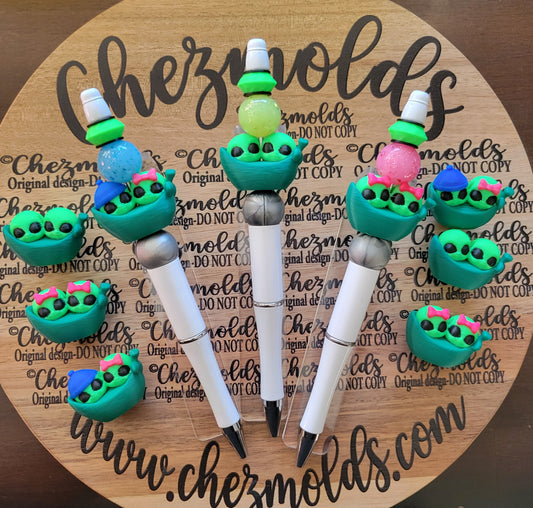 3D printed focal Bead- Lil Green Peas- in a pod