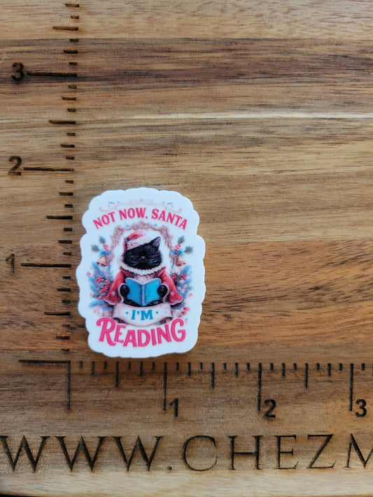 uv printed acrylic flatback-Not now santa Im reading cat