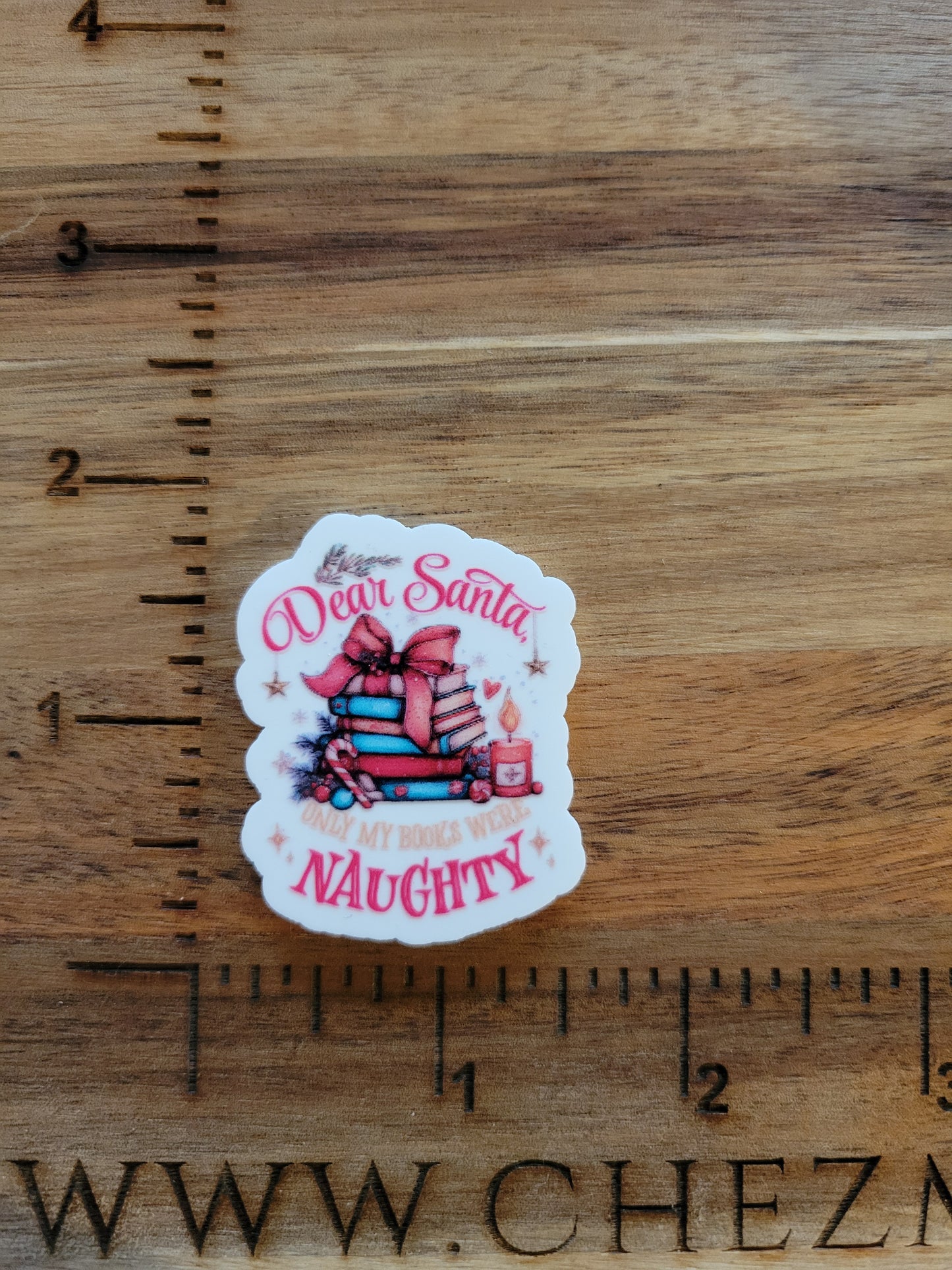 uv printed acrylic flatback-dear santa- naughty books