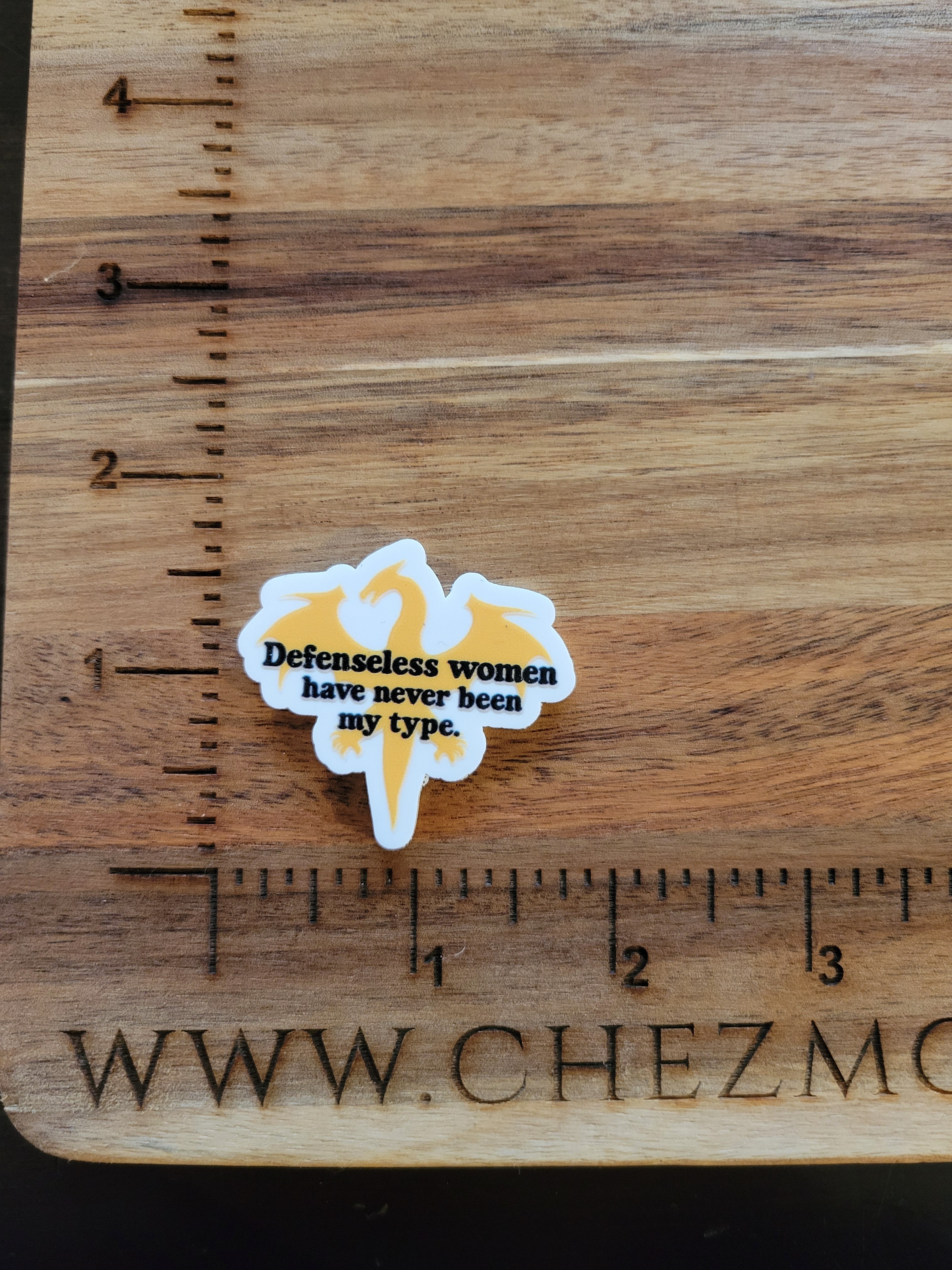 uv printed acrylic flatback-defenseless woman – ChezMolds & More