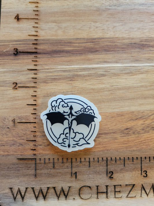 uv printed acrylic flatback-GLOW- dragon in clouds