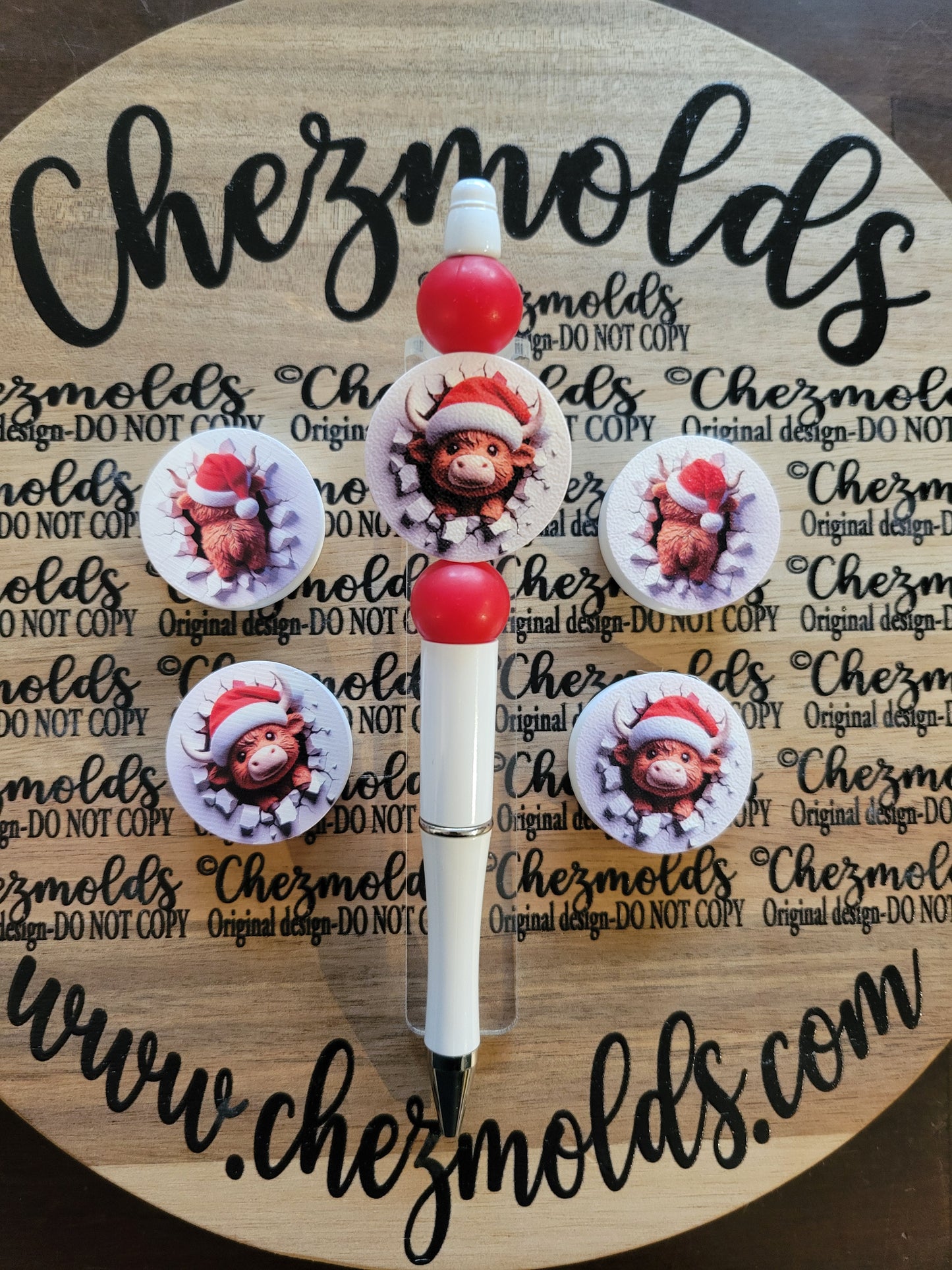 CE 3d printed focal Bead- double sided - highland cow