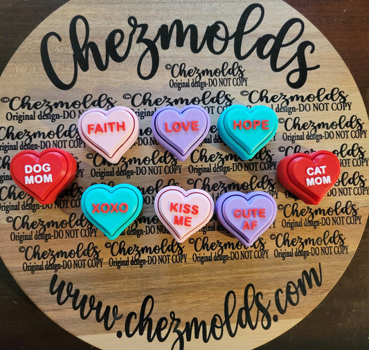 CE 3d printed  fidget clicker- with keychain hole - love hearts