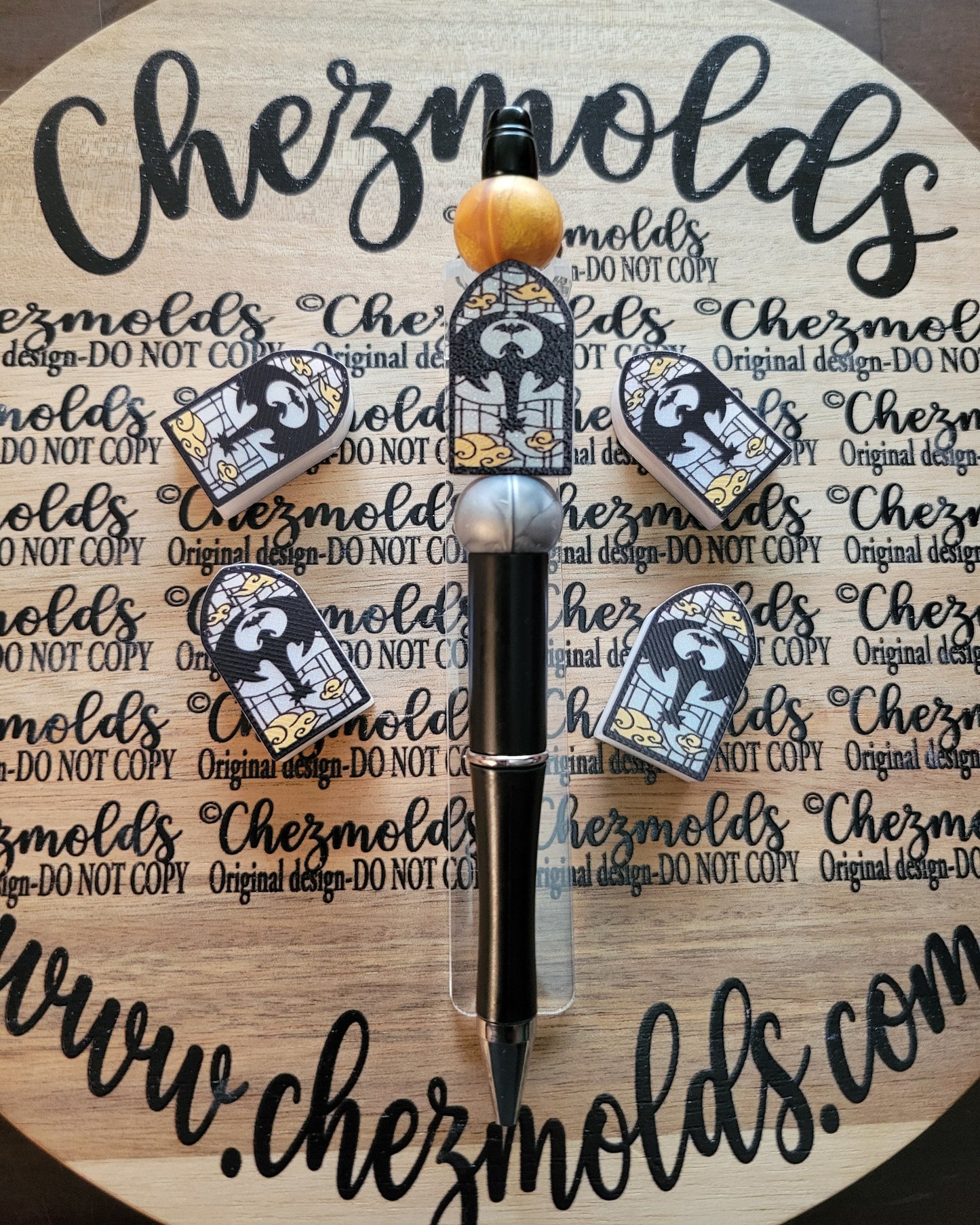 CE 3d printed focal bead-Flying dragon in window on pearl