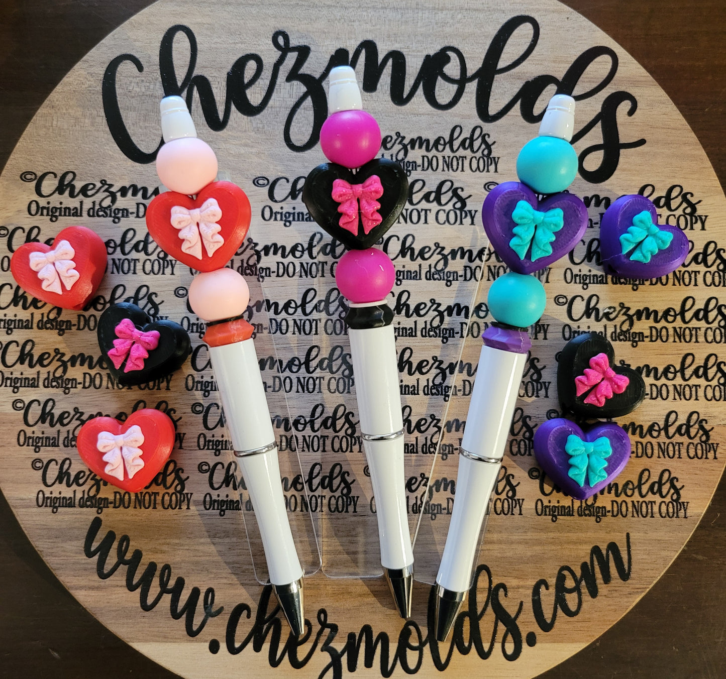 CE 3d printed focal Bead -heart with 3d bow