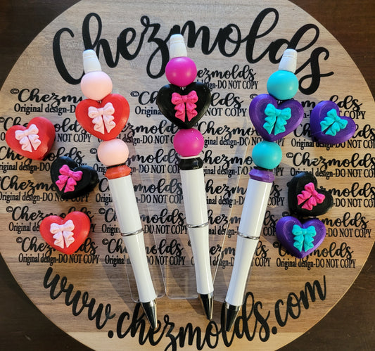 CE 3d printed focal Bead -heart with 3d bow