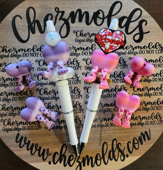 CE 3d printed focal Bead- puffy heart kicker ( flexy feet )