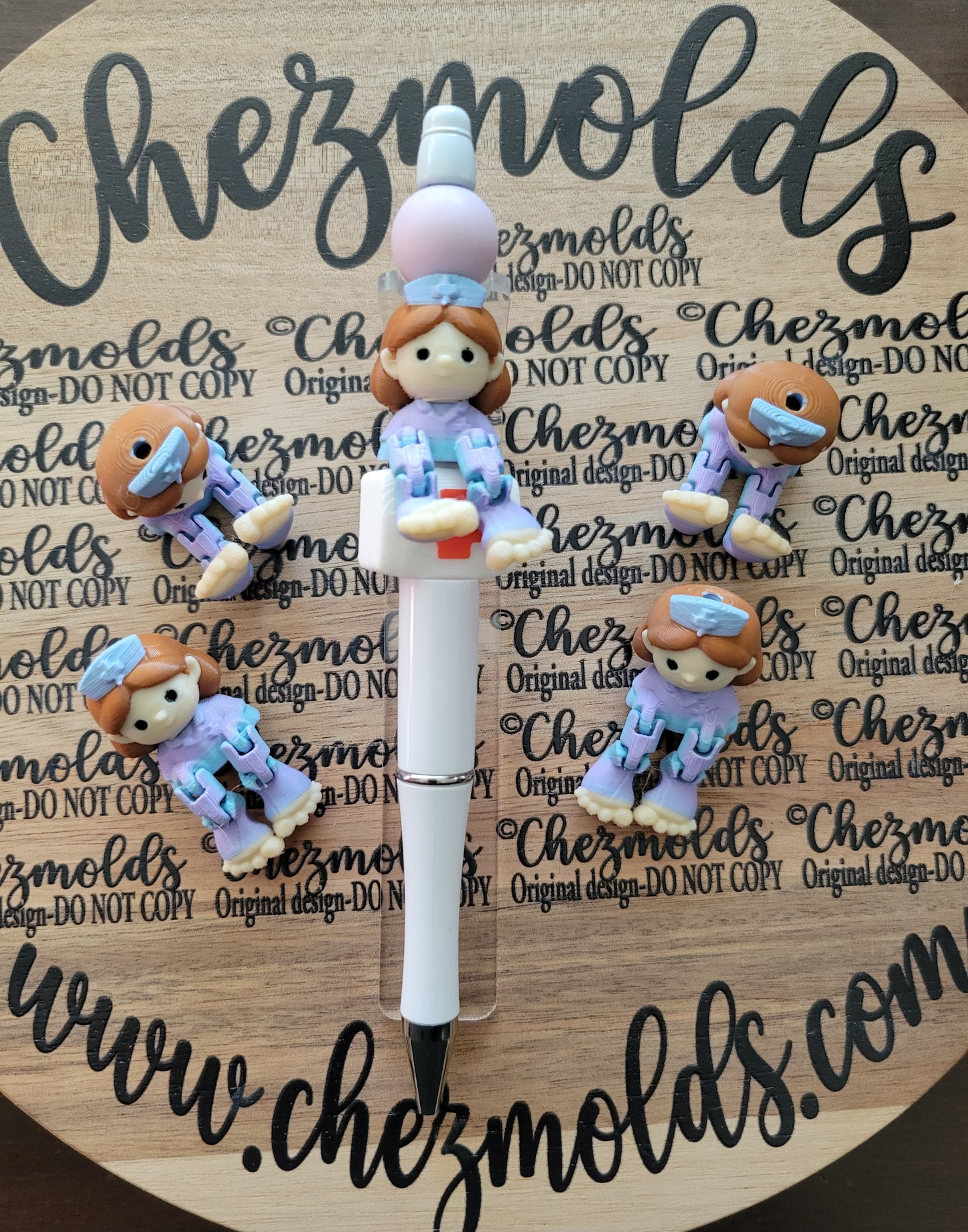 CE 3d printed focal Bead- Cutie nurse kicker ( flexy feet )