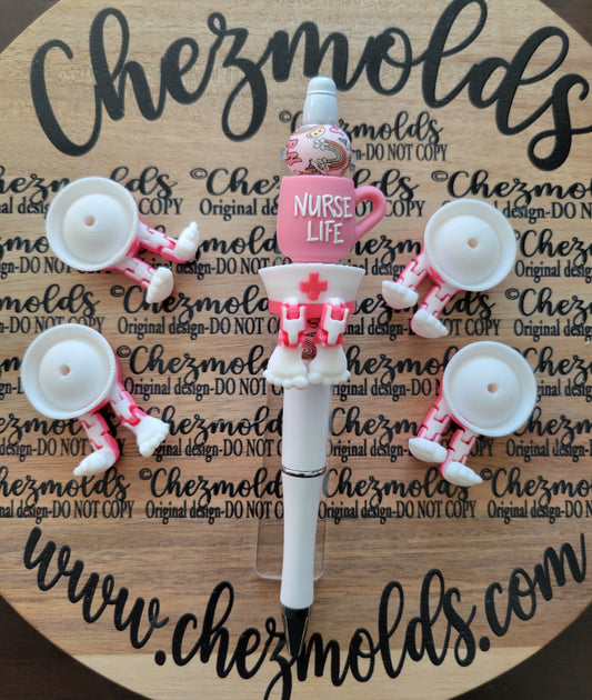 CE 3d printed focal Bead- Nurse hat kicker ( flexy feet )