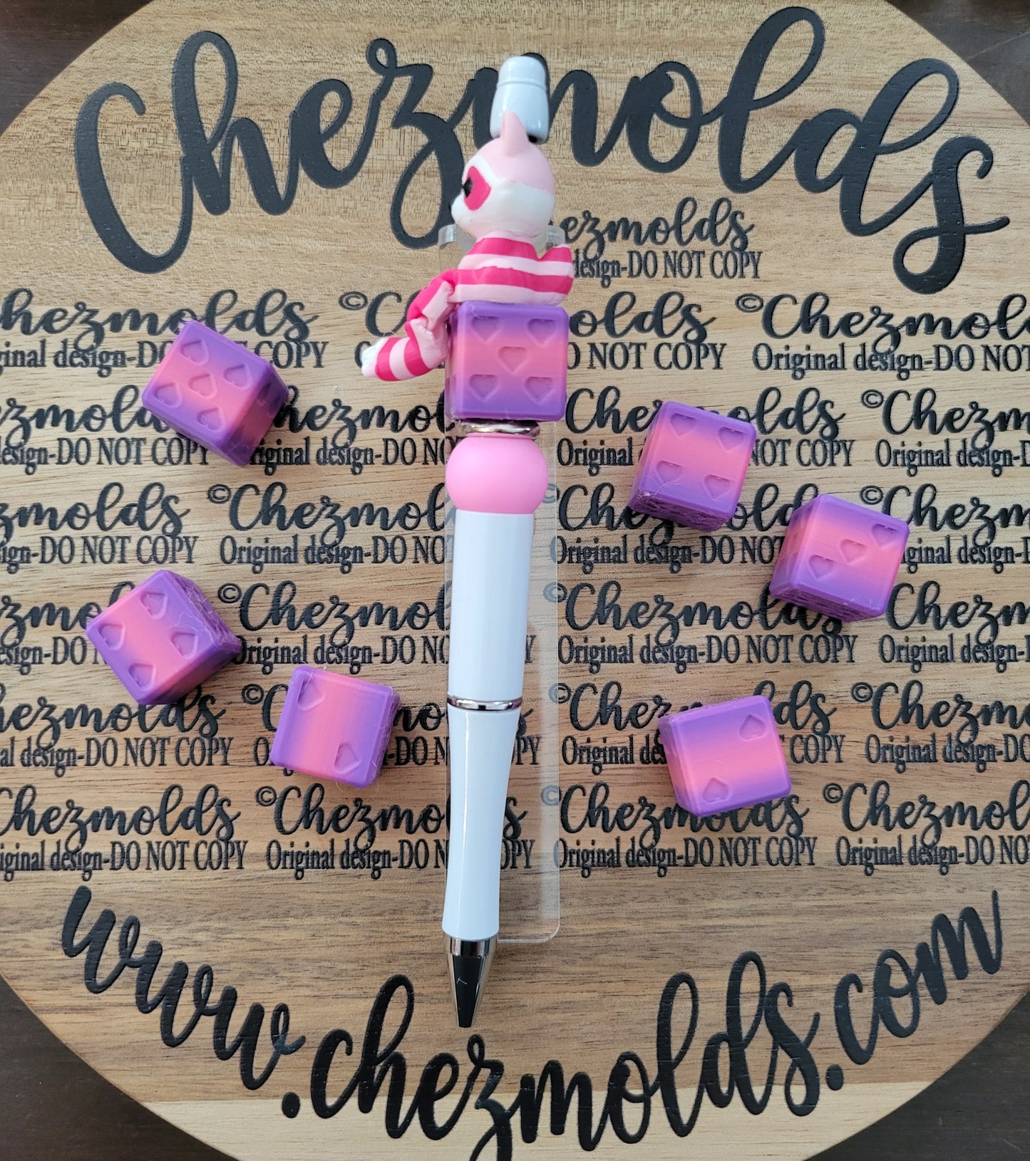 CE 3d printed focal Bead- Love dice