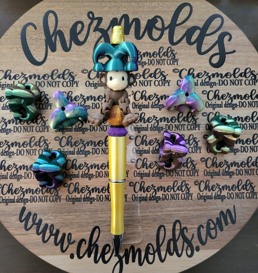 CE 3d printed focal Bead- Mardi hat- curved inside to fit 15mm