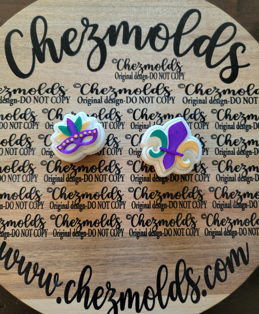 CE 3d printed  fidget clicker- with keychain hole -mardi gras