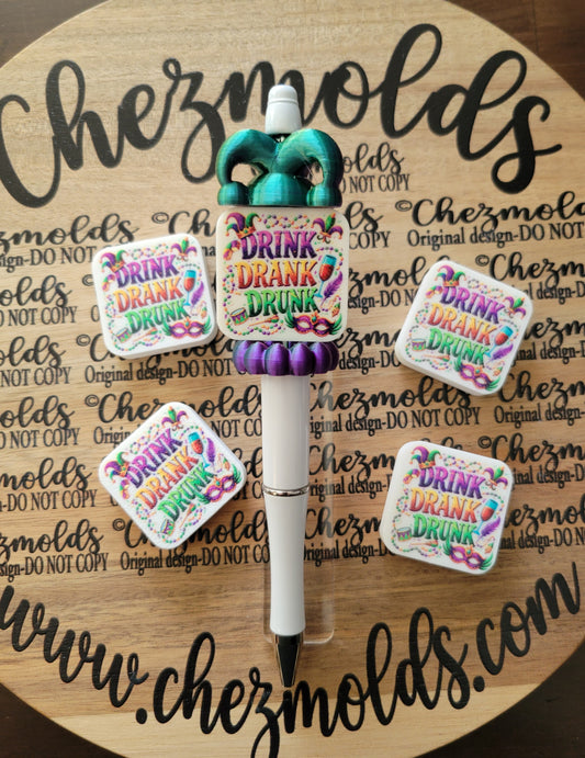 CE 3d printed focal Bead-Drink drank drunk mardi