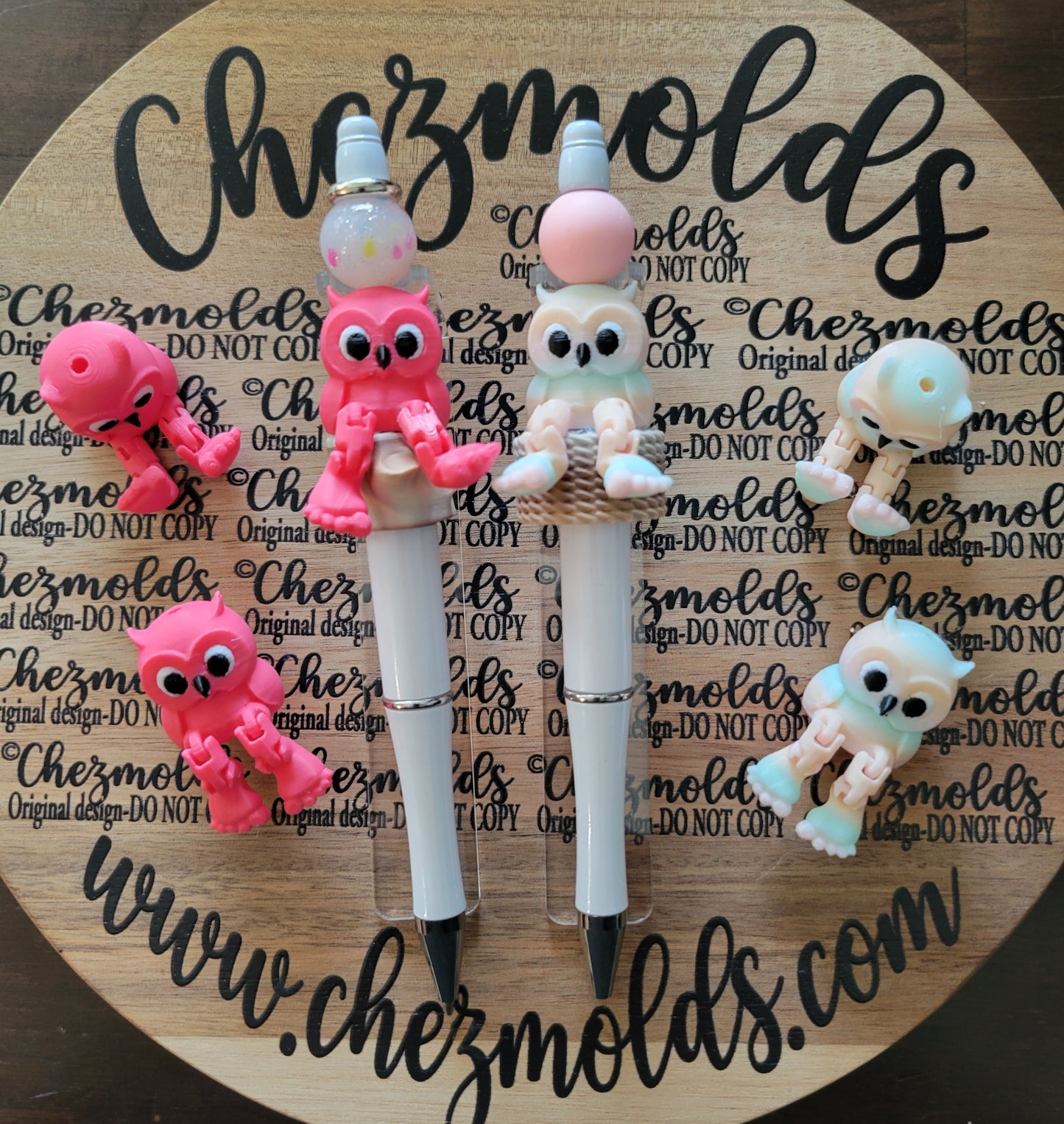 CE 3d printed focal bead- Cutie owl kicker ( flexy feet )