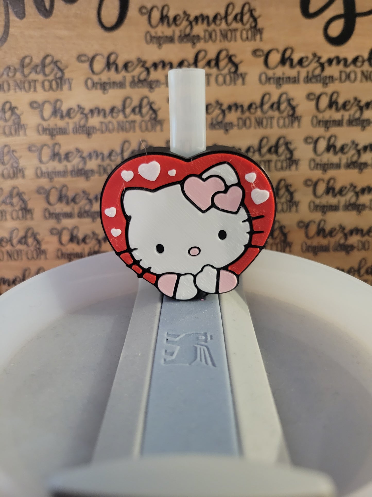 CE 3d printed straw topper- HK in heart
