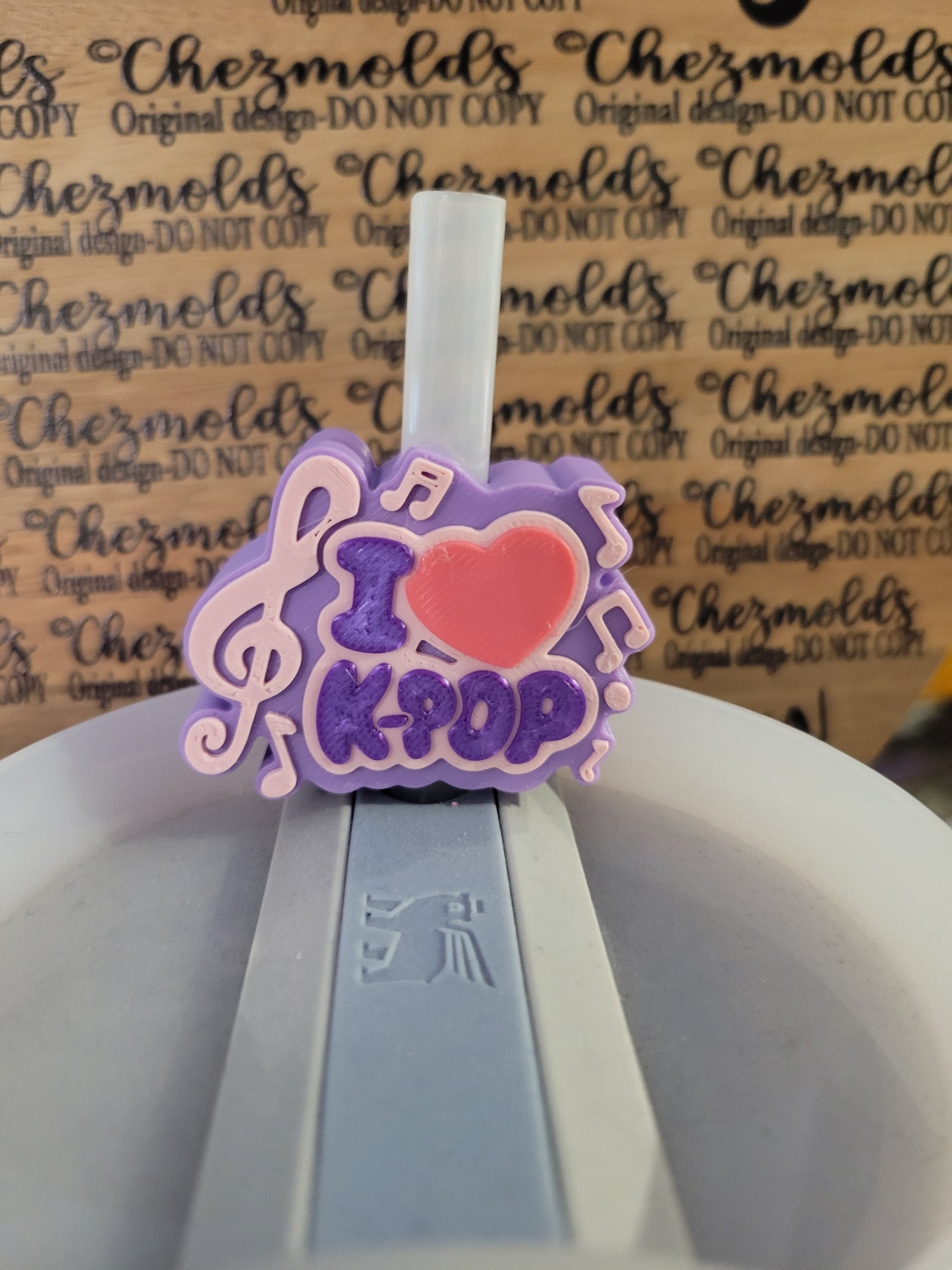 CE 3d printed straw topper-I love kpop