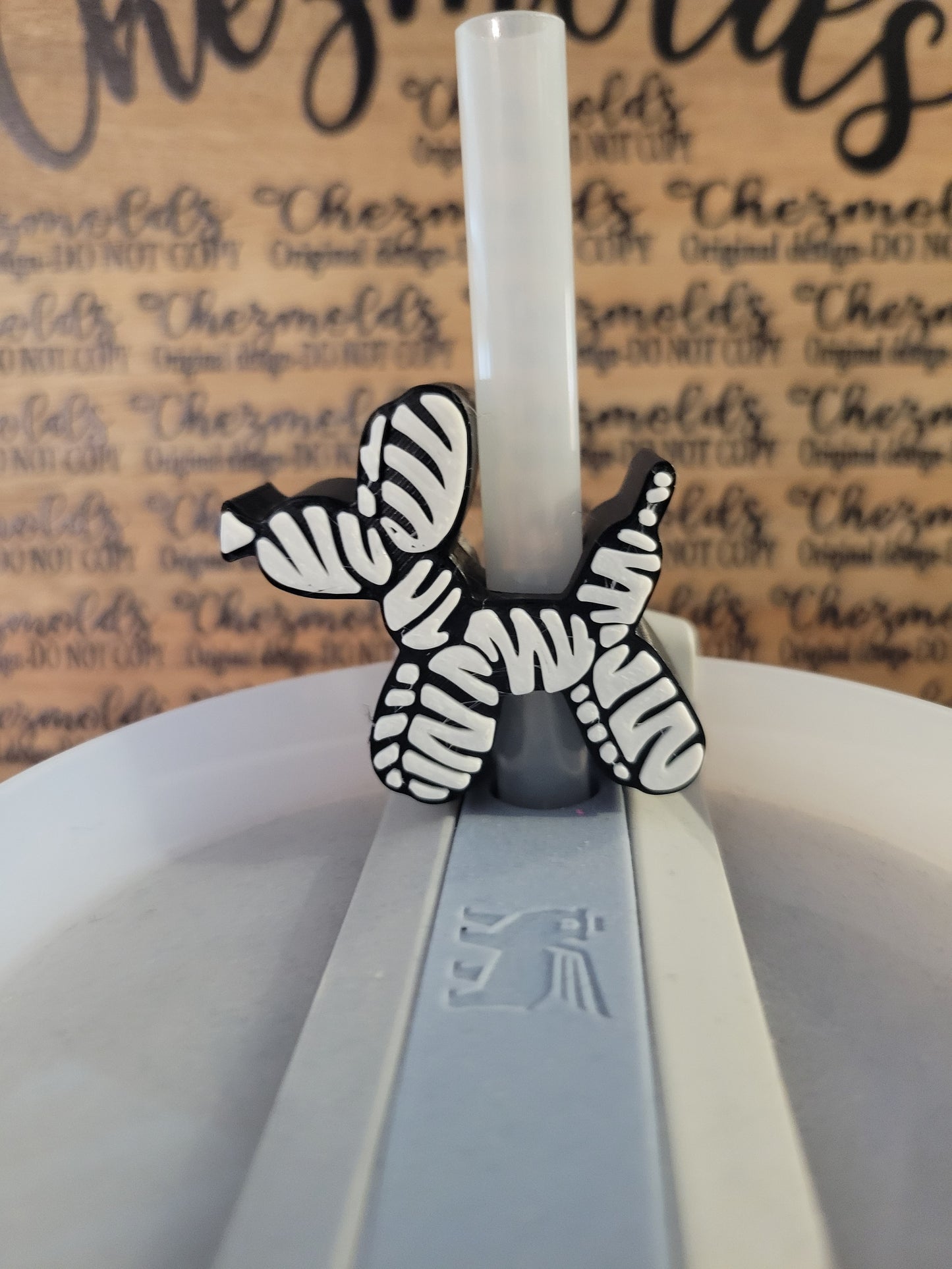 CE 3d printed straw topper-zebra balloon dog