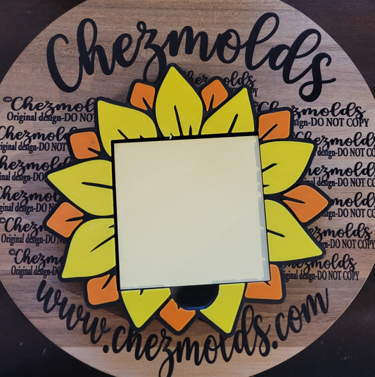 CE 3d printed post it note holder-sunflower