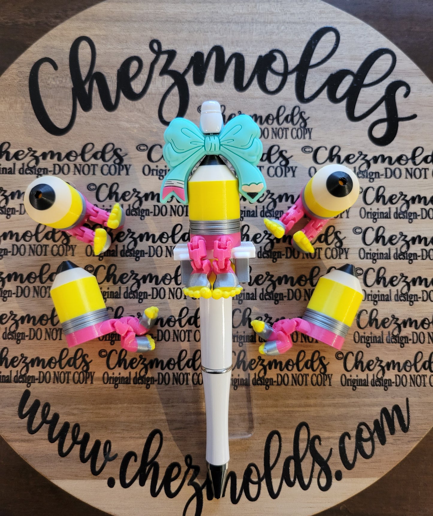 CE 3d printed focal Bead- Teacher pencil kicker ( flexy feet )